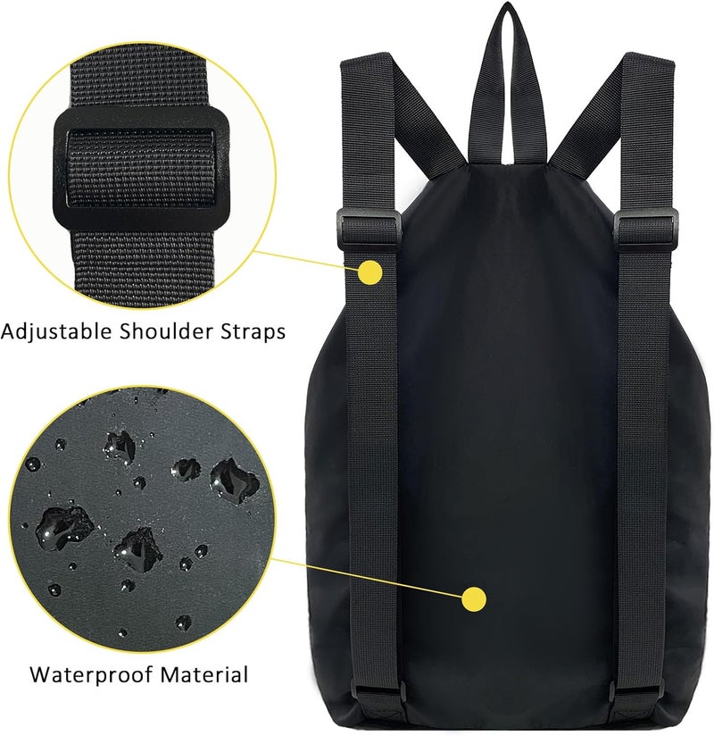 HOPSOOKEN Swim Bag Mesh Beach Backpack for Womem Men Waterproof Drawstring Backpack with Wet Pocket for Swimming Gym Pool - Image 4